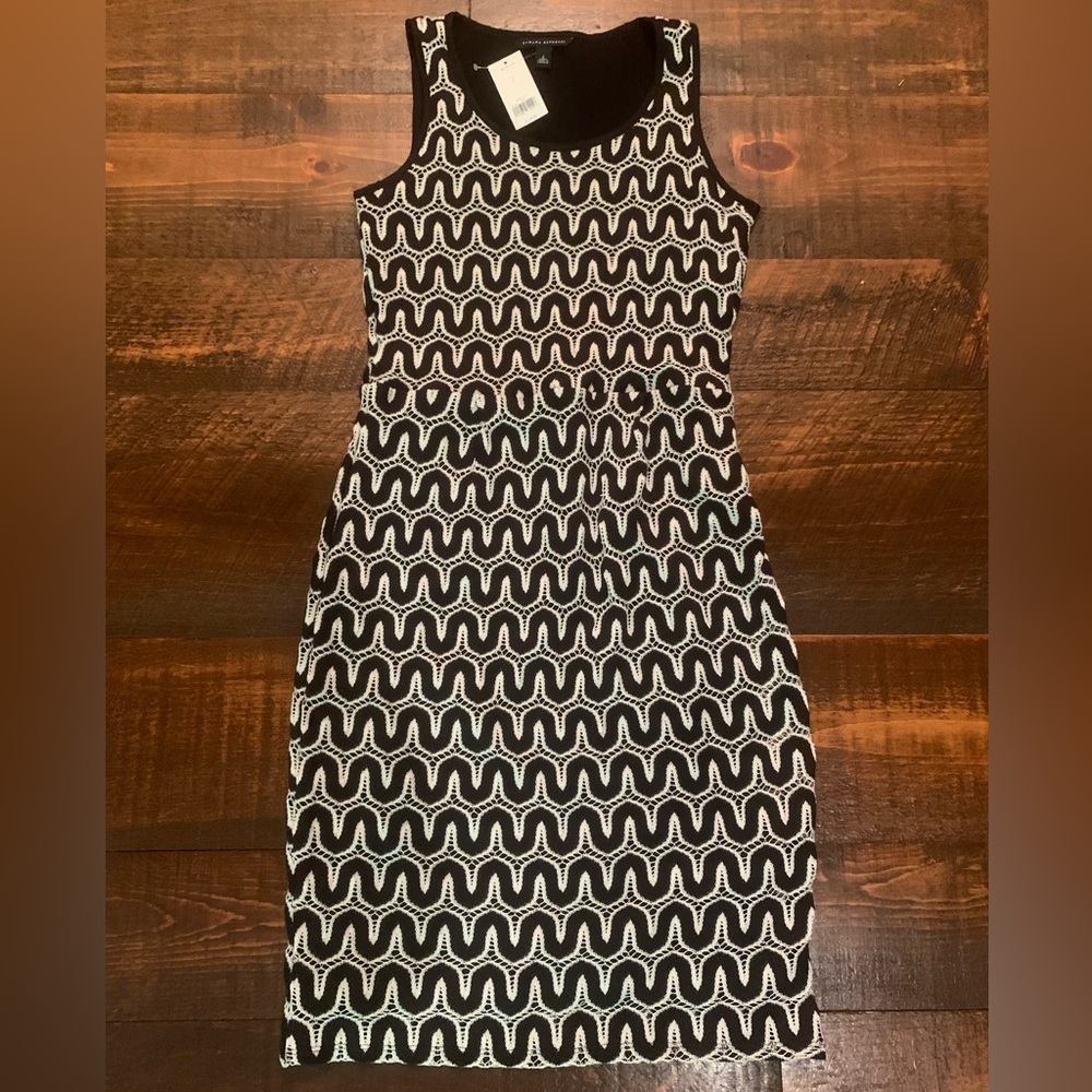 Banana Republic Black and White Crochet Sheath Midi Dress Size 2 NWT